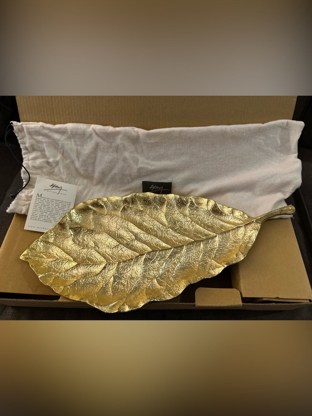 Michael Aram Magnolia Medium Platter Gold NWT